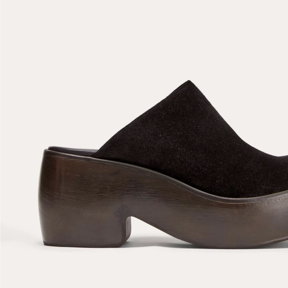 Women’s Black Suede Platform Clog Mule - Picture 6 of 12